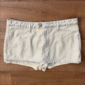 We The Free Size 28 Silver & Cream High Waist Skorts Mini Waxed Skirt W/ Shorts